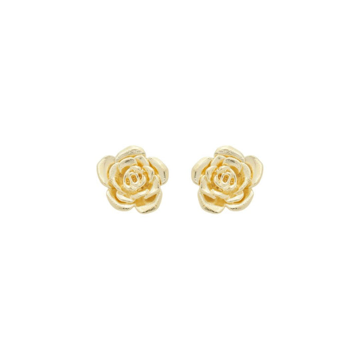 Brinco Segundo Furo Aurora Rosa Metal Folheado a Ouro 18k