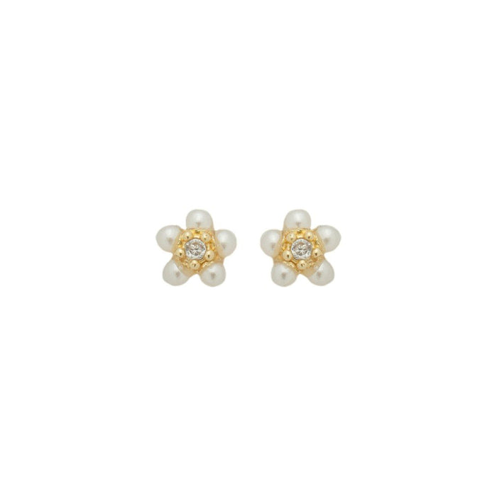 Brinco Segundo Furo Maria Flor Pérolas Folheado a Ouro 18k