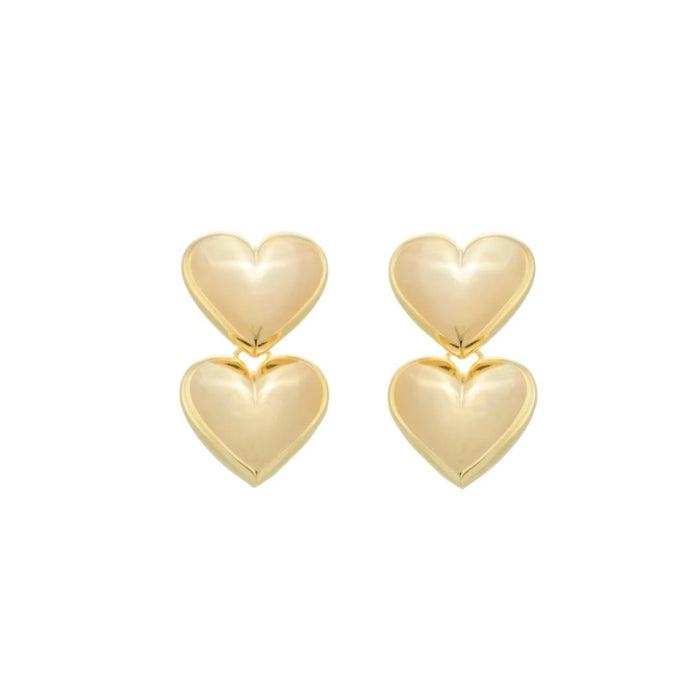 Brinco Sofia Coração Bold Duplo Folheado a Ouro 18k