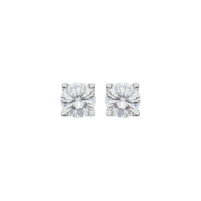 Brinco Solitário Ponto de Luz 6 mm Ana Beatriz Moissanite Prata 925 Folheado em Ródio Branco