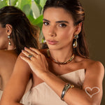 Brinco Stella Gota Folheado a Ouro e Ródio Branco - Piuka