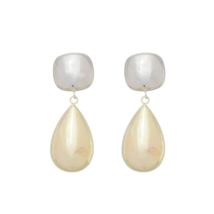 Brinco Stella Gota Folheado a Ouro e Ródio Branco