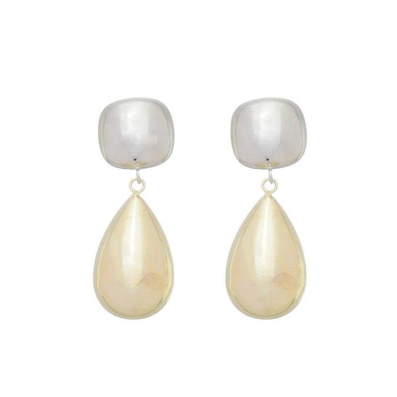 Brinco Stella Gota Folheado a Ouro e Ródio Branco - Piuka