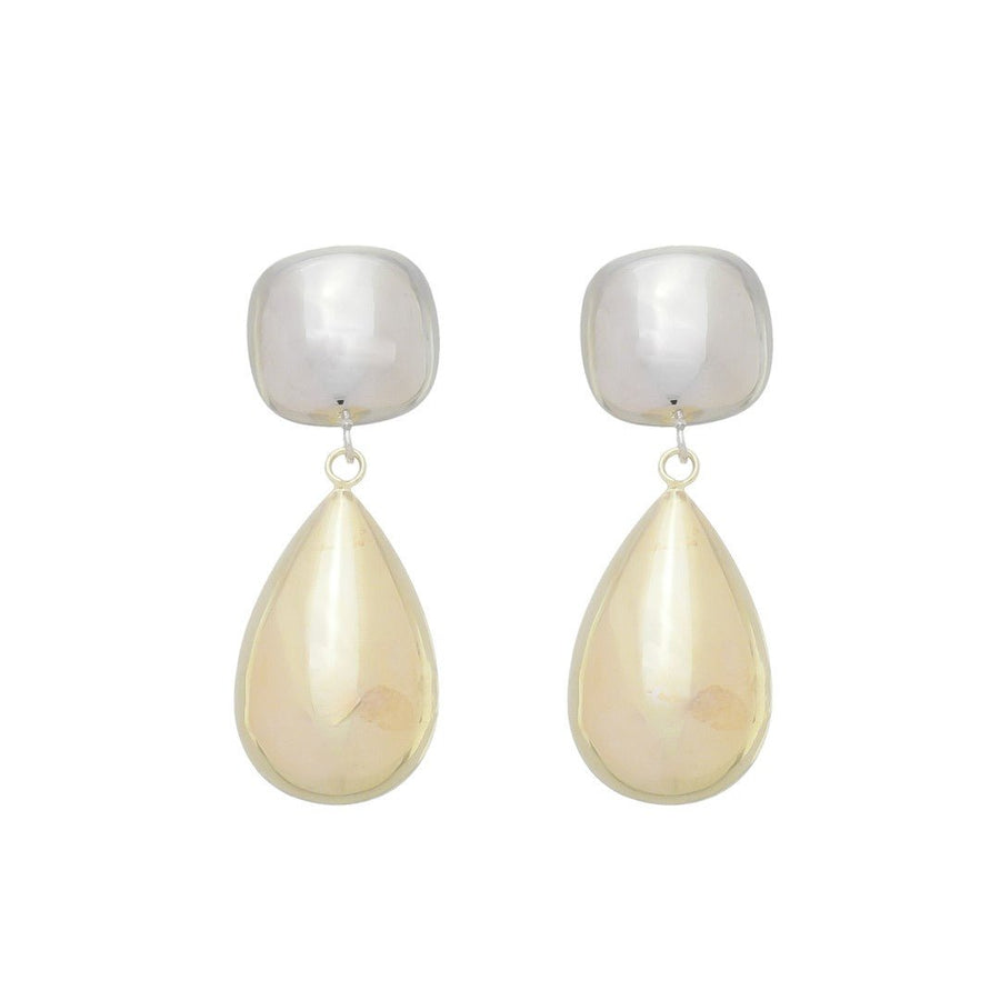 Brinco Stella Gota Folheado a Ouro e Ródio Branco - Piuka