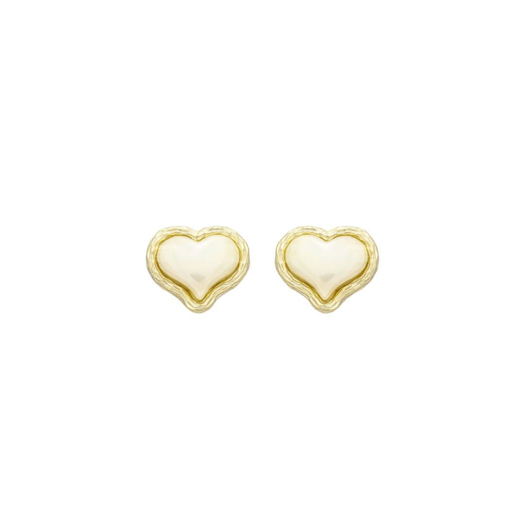 Brincos de Coração Madrepérola Olivia Folheado à Ouro 18k - Piuka