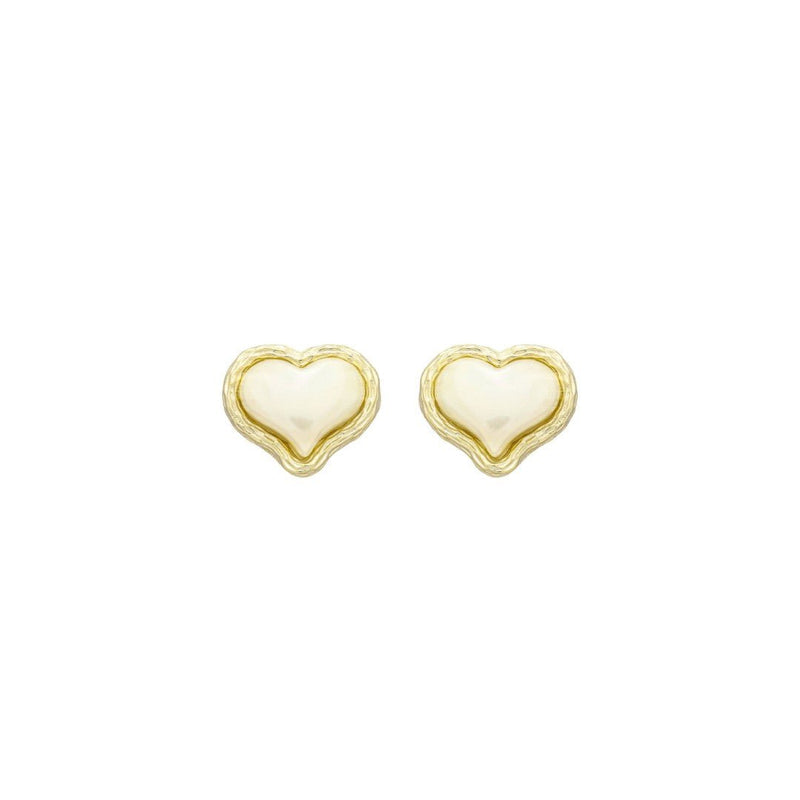 Brincos de Coração Madrepérola Olivia Folheado à Ouro 18k - Piuka
