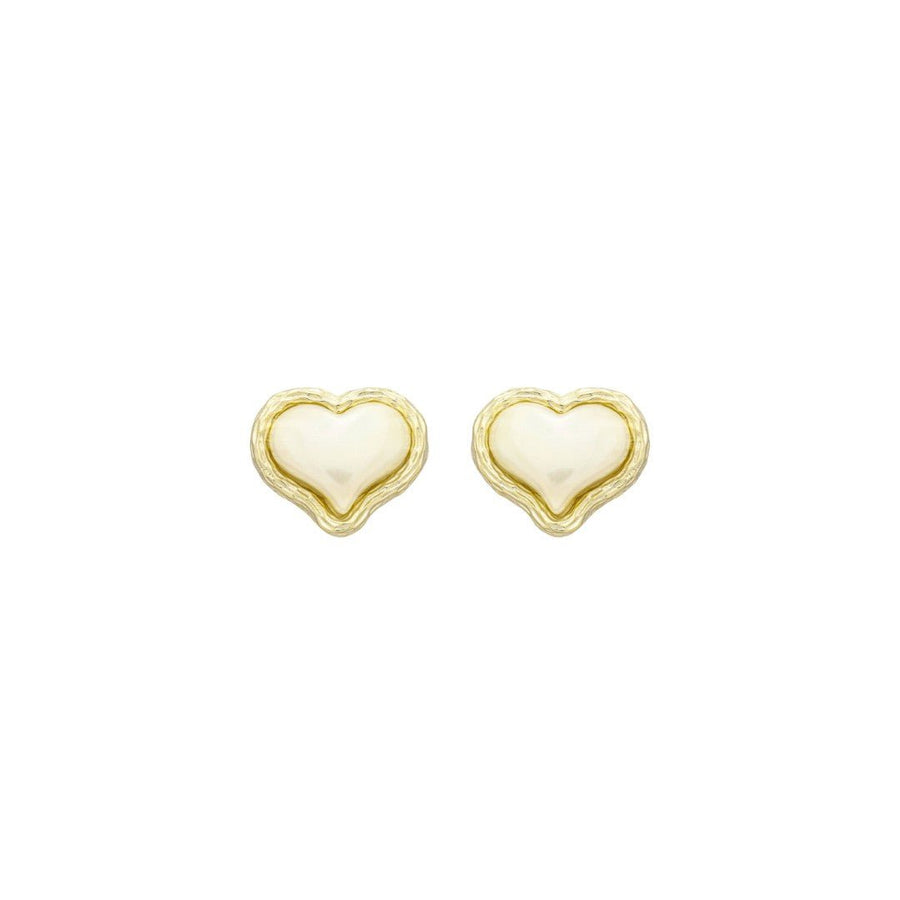 Brincos de Coração Madrepérola Olivia Folheado à Ouro 18k - Piuka