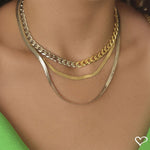 Choker 2 Voltas Malha Metal Folheada a Ouro 18k e Folheada em Ródio Branco Vitto - Piuka