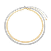 Choker 2 Voltas Malha Metal Folheada a Ouro 18k e Folheada em Ródio Branco Vitto - Piuka