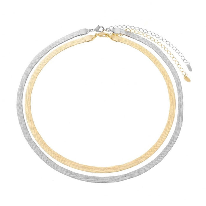 Choker 2 Voltas Malha Metal Folheada a Ouro 18k e Folheada em Ródio Branco Vitto