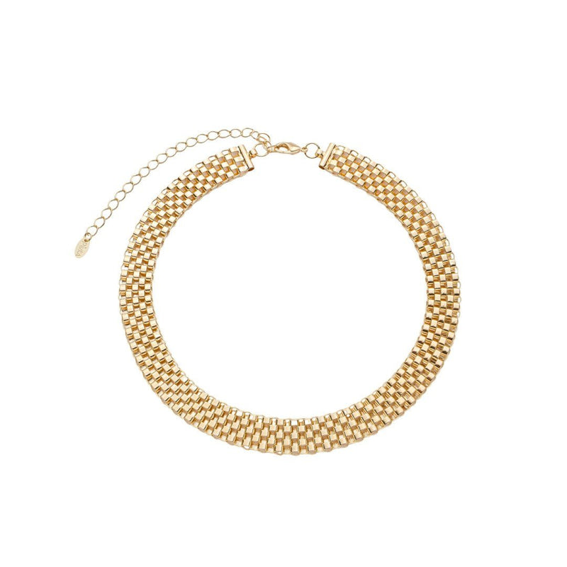 Choker Aurora Malha Relógio Folheada Ouro 18k - Piuka