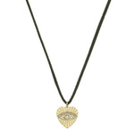 Choker Courinho Preta Agatha Coração Olho Grego Folheado a Ouro 18k - Piuka