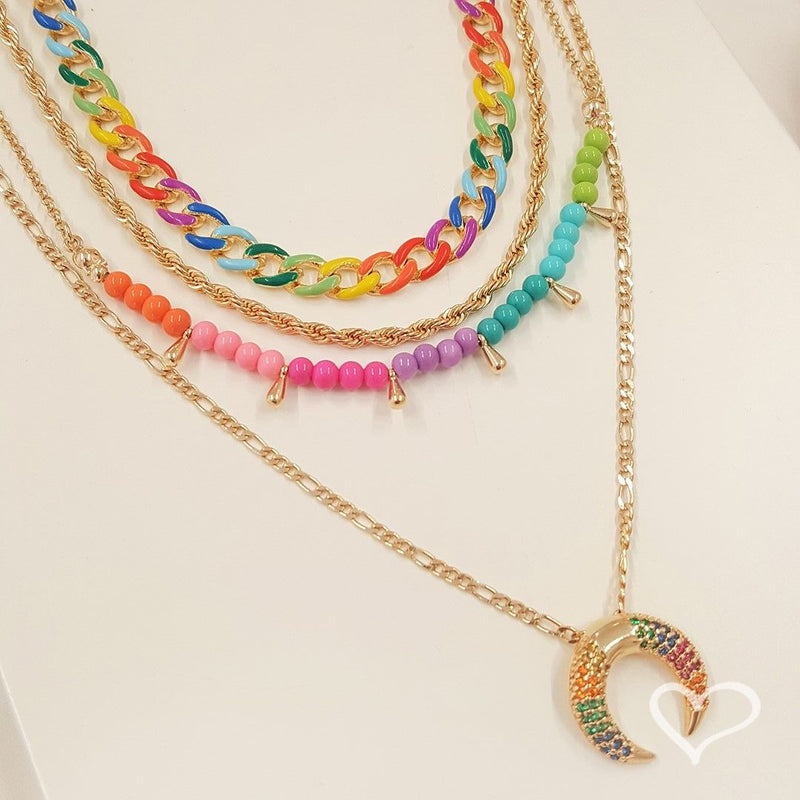 Choker de Elos Raiza Colorida Folheada a Ouro 18k - Piuka