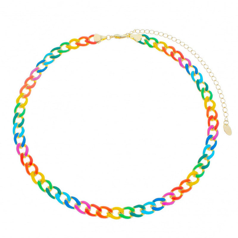 Choker de Elos Raiza Colorida Folheada a Ouro 18k - Piuka