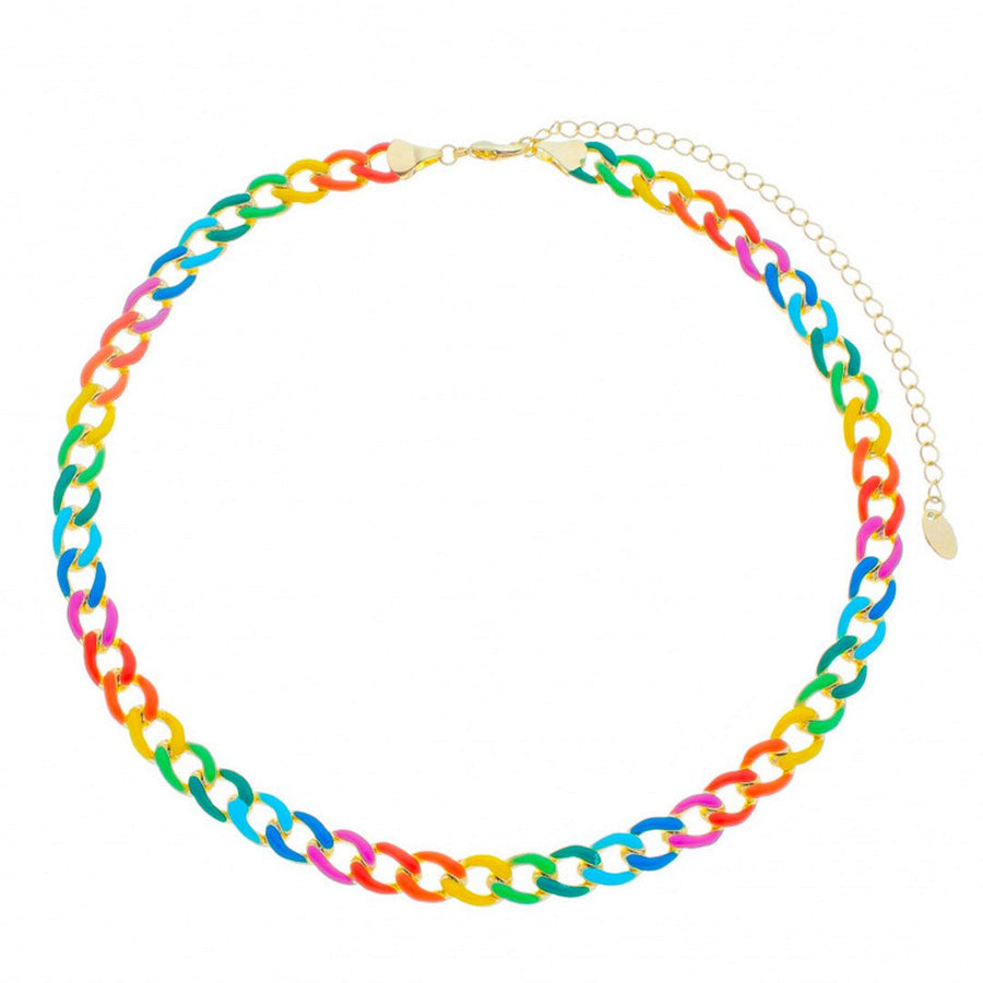 Choker de Elos Raiza Colorida Folheada a Ouro 18k - Piuka