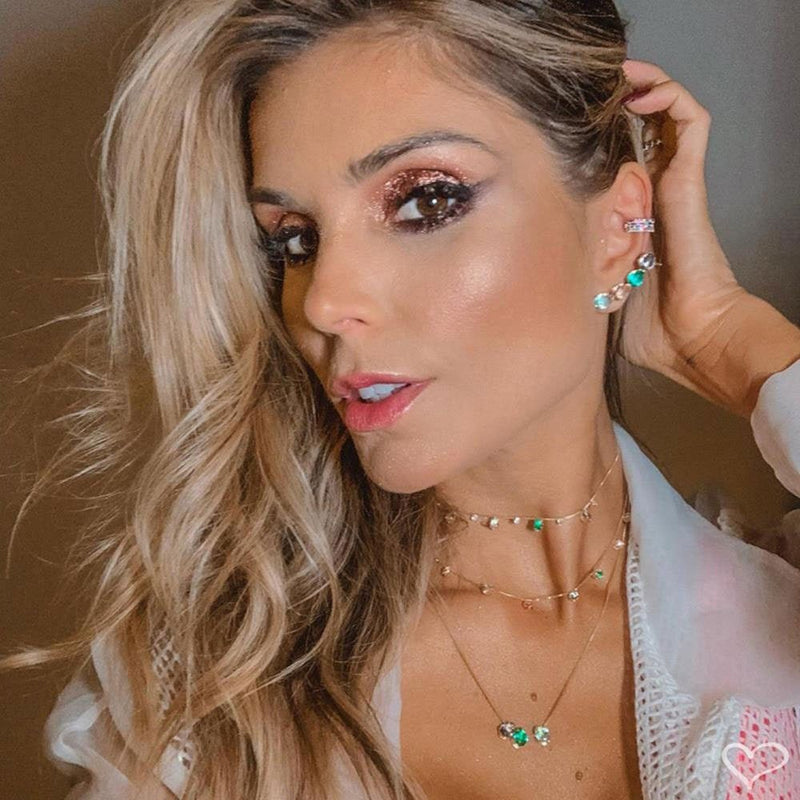 Choker Dhil Gotas Zircônias Coloridas Folheada a Ouro 18k Piuka - Piuka