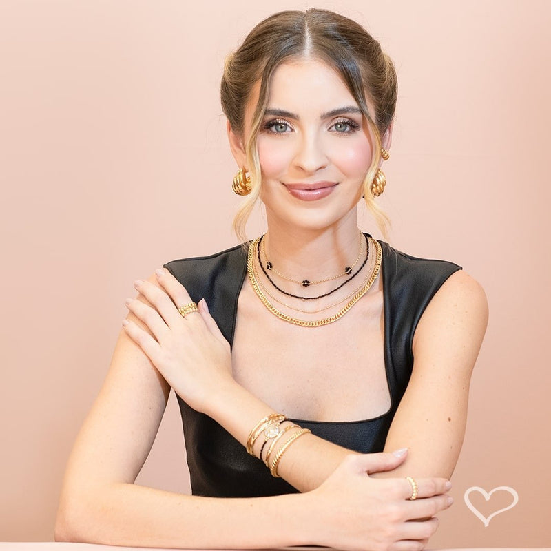 Choker Fê Zircônias Preta Folheada a Ouro 18k - Piuka