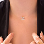 Choker Fio de Nylon Letra Inicial Zircônia Folheada em Ródio Branco - Piuka