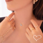 Choker Fio de Nylon Letra Inicial Zircônia Folheada em Ródio Branco - Piuka