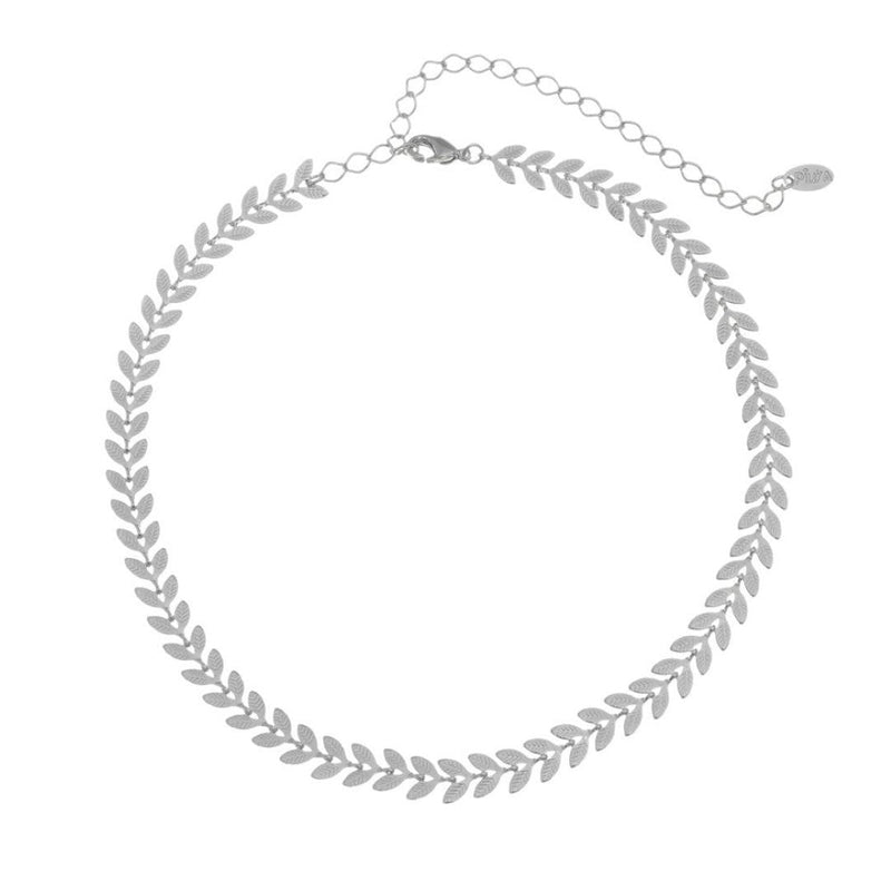 Choker Kendal Folhinhas Folheado em Ródio Branco Piuka - Piuka