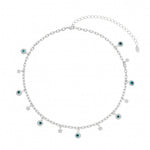 Choker Lara Olho Grego e Mini Estrelas Folheada em Ródio Branco - Piuka