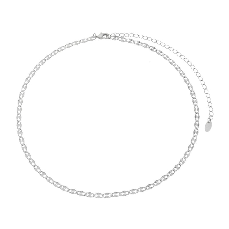 Choker Linda Elos Diamantados Folheada em Ródio Branco - Piuka