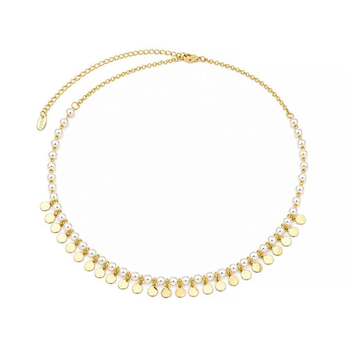 Choker Liz Pérolas e Medalhinhas Folheado a Ouro18k