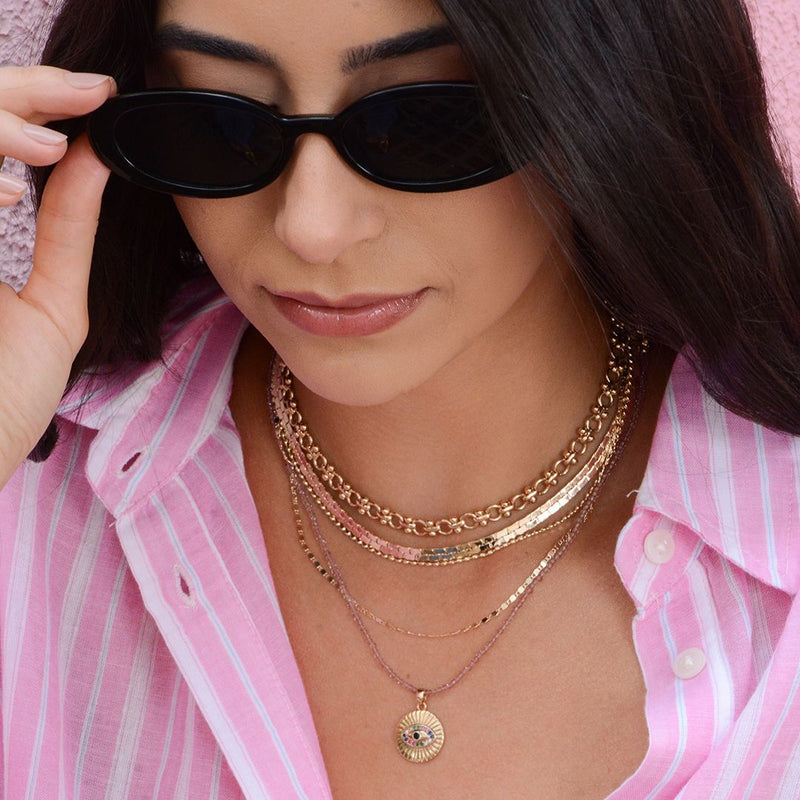 Choker Malha Anielle Folheada a Ouro 18k - Piuka