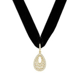 Choker Mari Veludo Preto Gota Zircônias Folheada a Ouro 18k - Piuka
