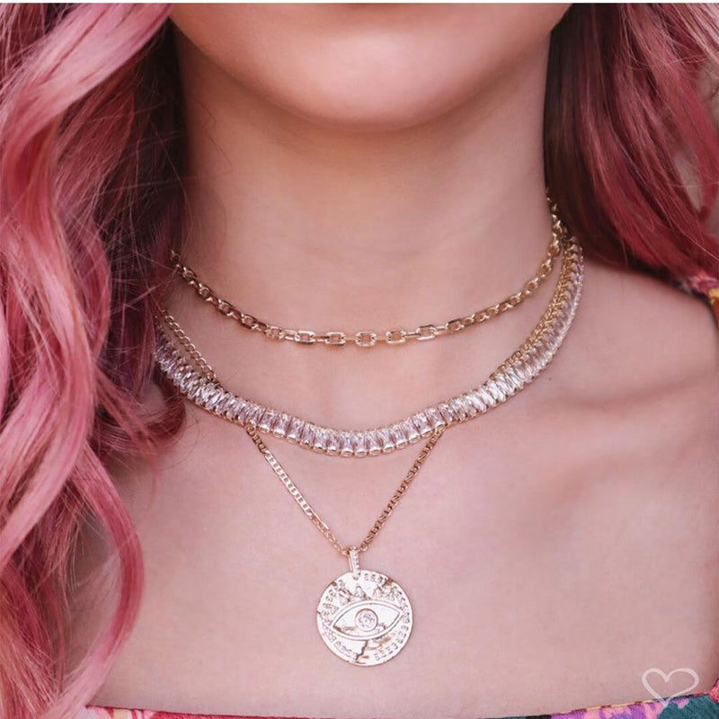 Choker Medalha Olho Grego Zircônia Folheada a Ouro 18k Santorini - Piuka