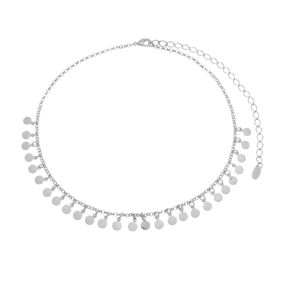 Choker Mini Medalhas Laika Folheada em Ródio Branco - Piuka