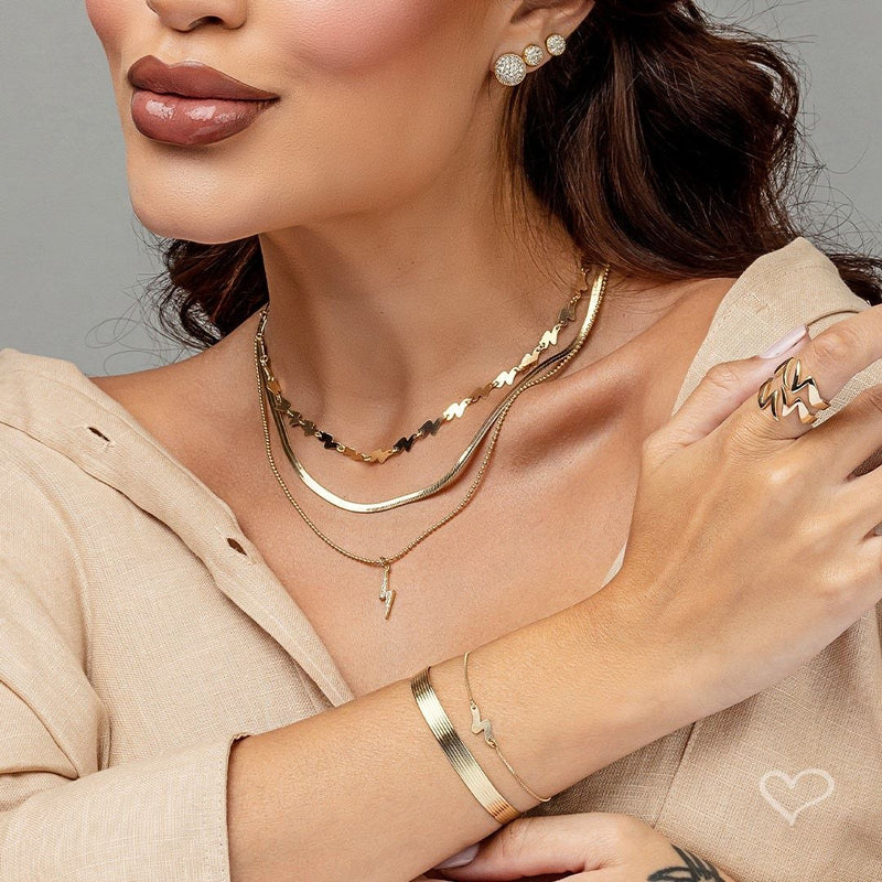 Choker Mini Raios Lp Folheada a Ouro 18k - Piuka