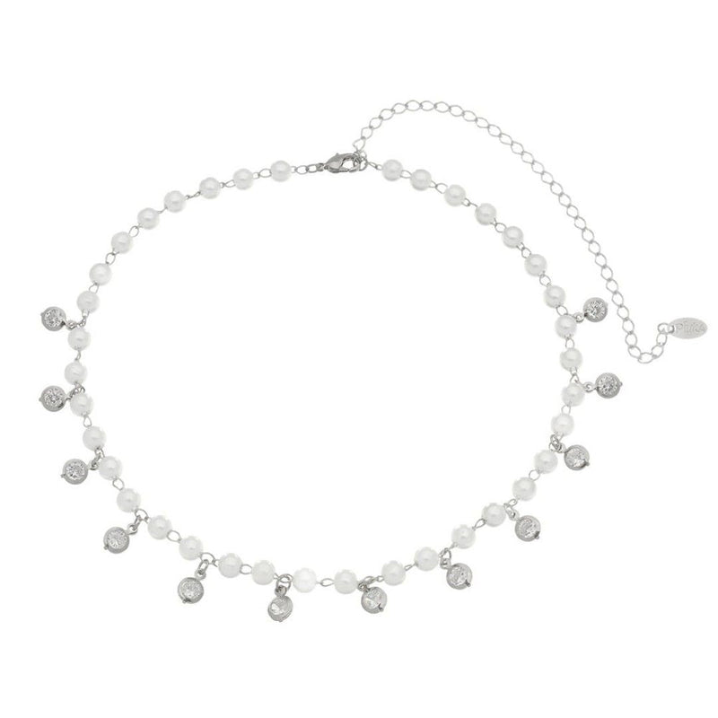 Choker Pérolas Zircônias Folheada em Ródio Branco Nah - Piuka