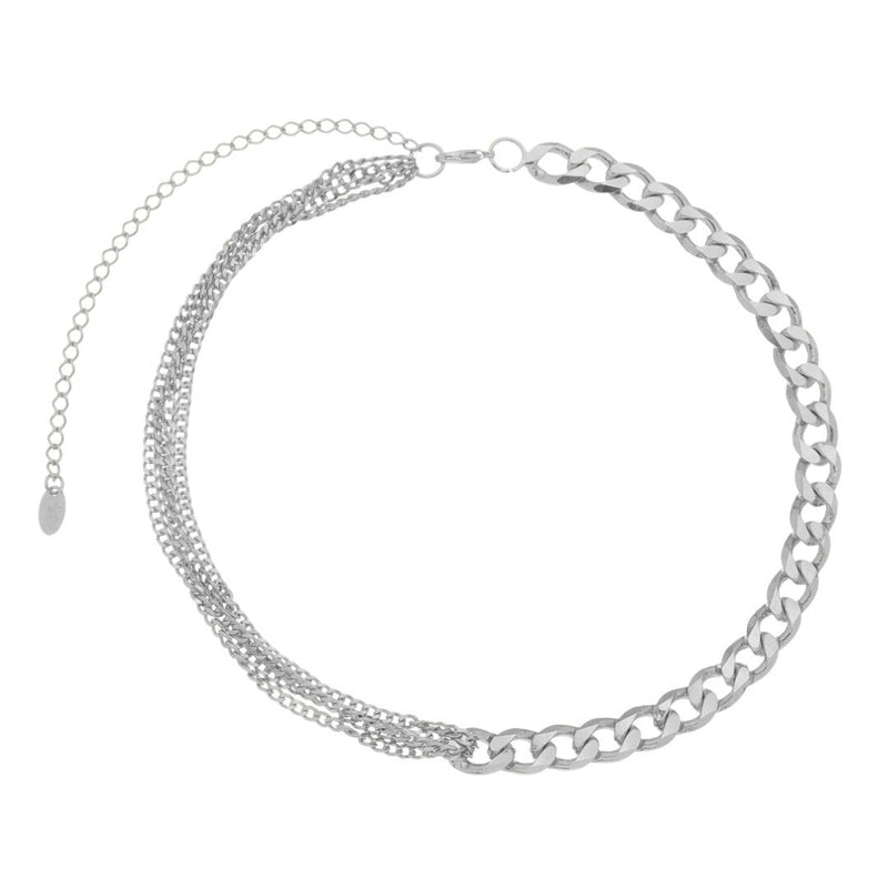 Choker Piuka Billy Elos Grumet Folheado em Ródio Branco - Piuka