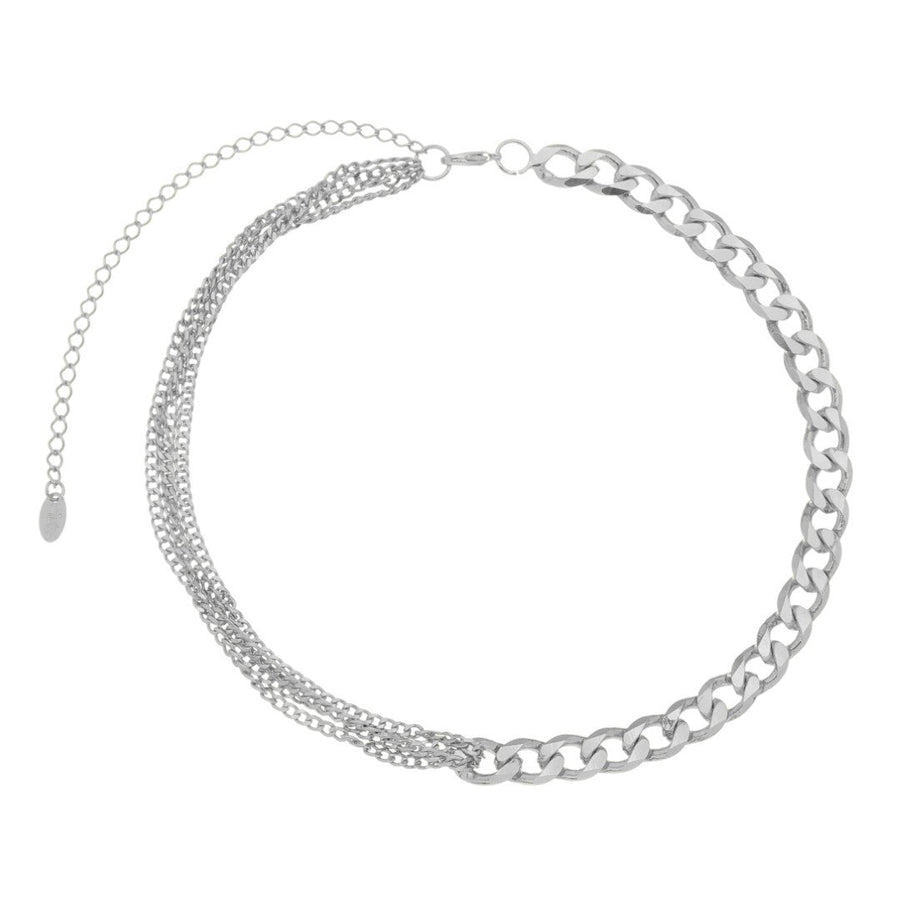 Choker Piuka Billy Elos Grumet Folheado em Ródio Branco - Piuka