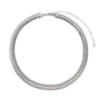 Choker Piuka Fernanda Malha Grossa Metal Folheada em Ródio Branco - Piuka