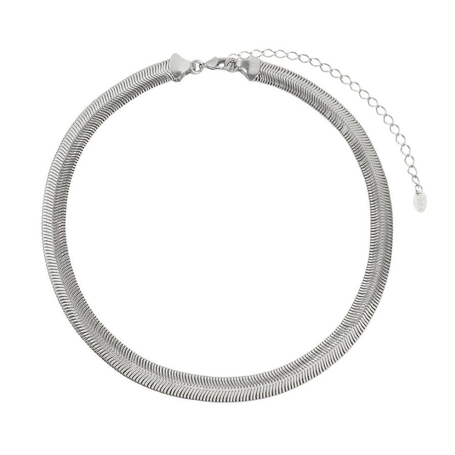 Choker Piuka Fernanda Malha Grossa Metal Folheada em Ródio Branco - Piuka