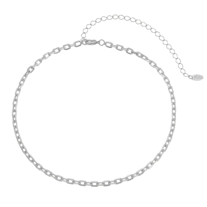 Choker Piuka Mini Dua Elos Folheada em Ródio Branco - Piuka