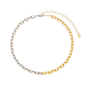 Choker Piuka Mônica Dua Elos Folheada a Ouro 18k e Folheada em Ródio Branco - Piuka