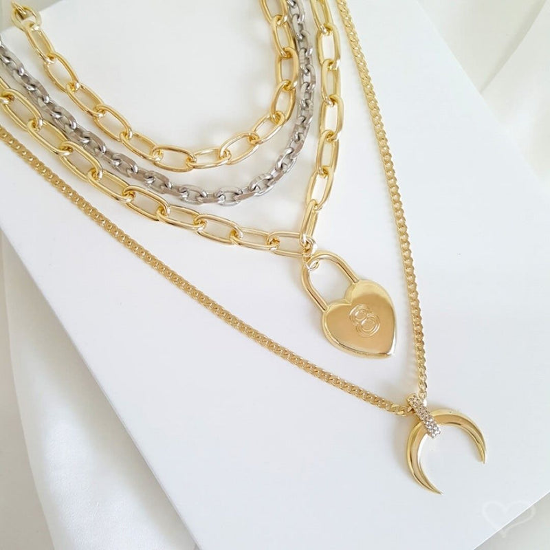 Choker Piuka Mônica Dua Elos Folheada em Ródio Branco - Piuka