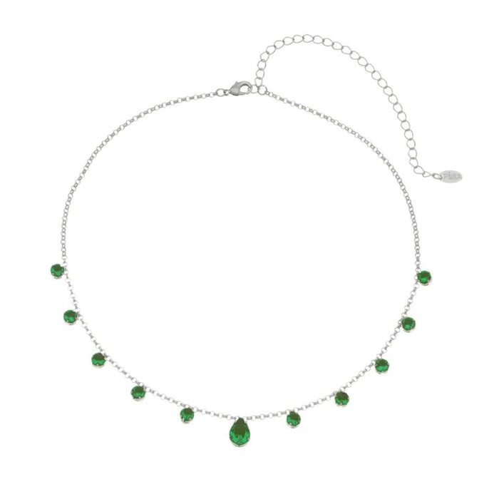 Choker Piuka Muriel Zircônias Esmeralda Folheada em Ródio Branco