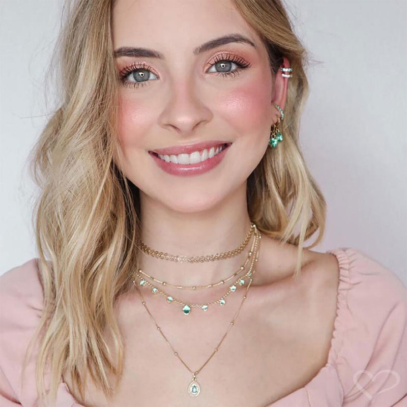 Choker Piuka Muriel Zircônias Turmalina Folheada a Ouro 18k - Piuka