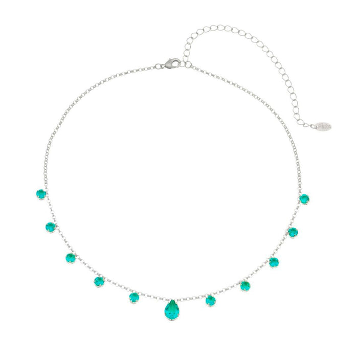 Choker Piuka Muriel Zircônias Turmalina Folheada em Ródio Branco