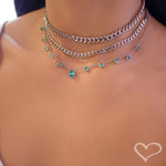 Choker Piuka Muriel Zircônias Turmalina Folheada em Ródio Branco - Piuka