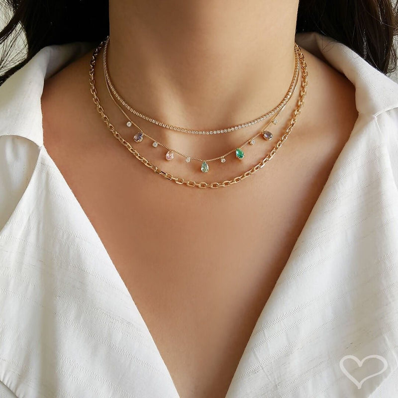 Choker Piuka Riviera Chiara Mini Zircônias Cristal Folheada a Ouro 18k - Piuka