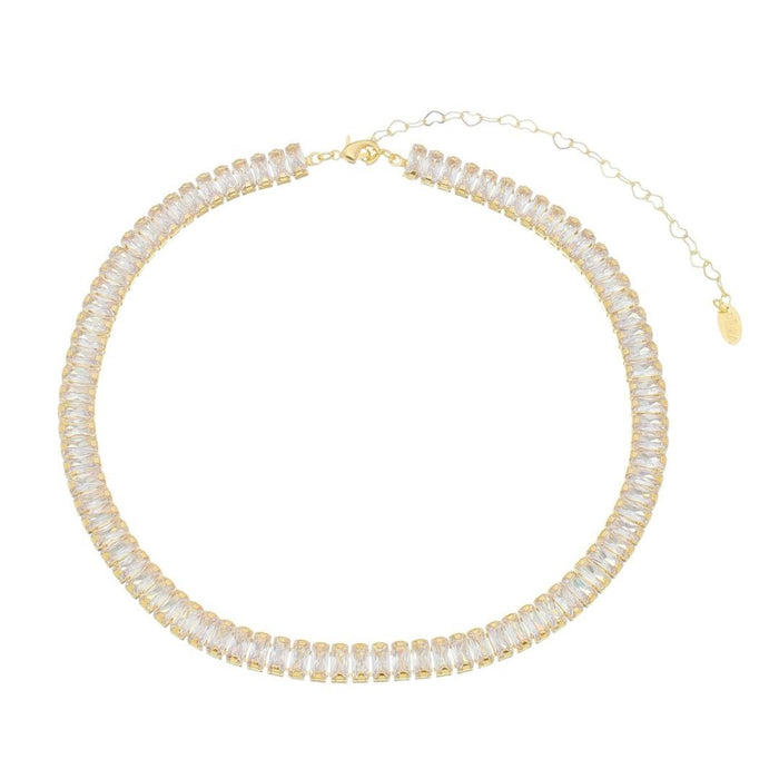 Choker Piuka Taylor Média Zircônias Baguete Cristal Folheada a Ouro 18k