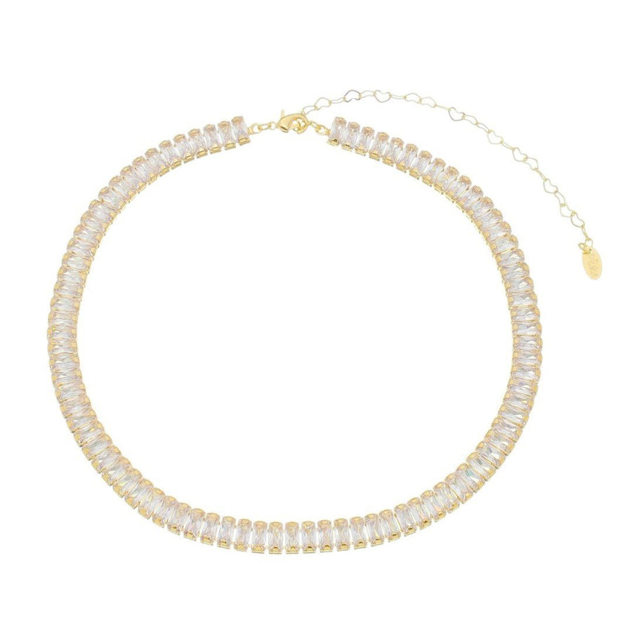 Choker Piuka Taylor Média Zircônias Baguete Cristal Folheada a Ouro 18k - Piuka