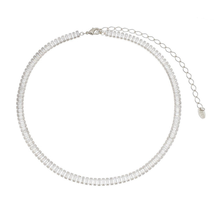 Choker Piuka Taylor Pequena Zircônias Baguete Cristal Folheada em Ródio Branco