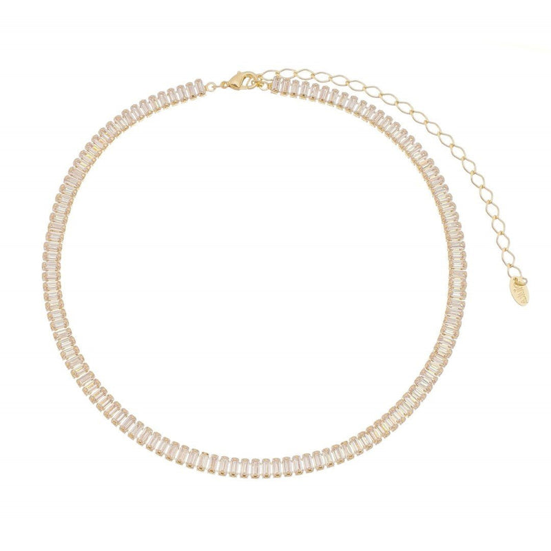 Choker Piuka Taylor Pequena Zircônias Baguete Cristal Folheado a Ouro 18k - Piuka