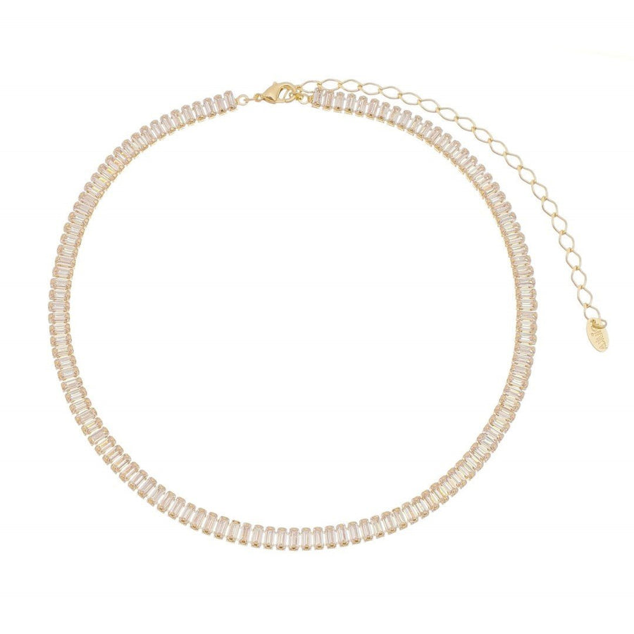 Choker Piuka Taylor Pequena Zircônias Baguete Cristal Folheado a Ouro 18k - Piuka